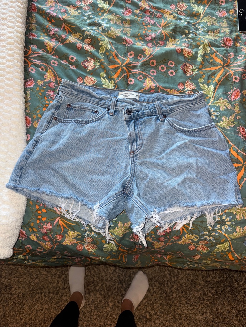 Abercrombie & Fitch Light Blue Distressed Denim Shorts
